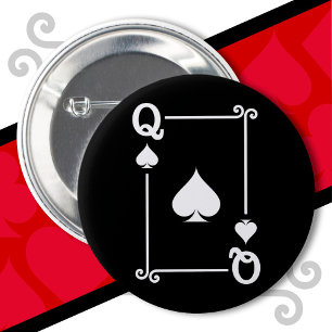 Macaron Rond 5 Cm Cartes de jeu Costume Queen Spades Carte Queen Car
