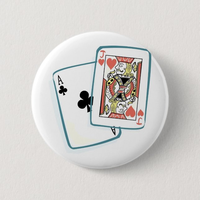 Macaron Rond 5 Cm Cartes de poker Ace et Jack (Devant)