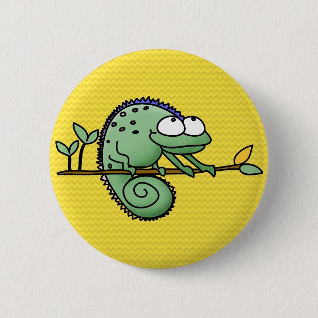 Macaron Rond 5 Cm Carton de Chameleon Lizard Cute (Devant)