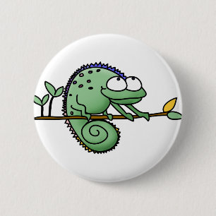 Macaron Rond 5 Cm Carton de Chameleon Lizard Cute