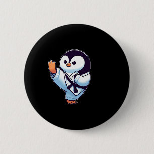 Macaron Rond 5 Cm Carton mignon Penguin Karate Arts martiaux