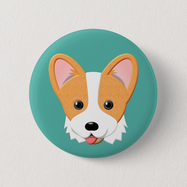Macaron Rond 5 Cm Cartoon Corgi (Devant)