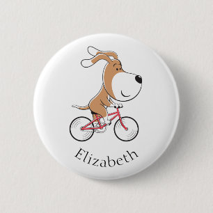Macaron Rond 5 Cm Cartoon Funny Chien Chien Chiot Vélo