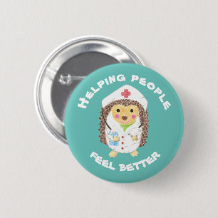 Macaron Rond 5 Cm Cartoon hedgehog nurse button