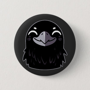 Macaron Rond 5 Cm Cartoon Raven - Souriant