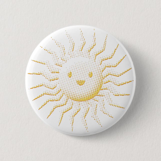 Macaron Rond 5 Cm Cartoon Smiling Face Soleil (Devant)