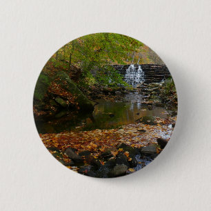 Macaron Rond 5 Cm Cascade automnale et Creek Pennsylvania Nature