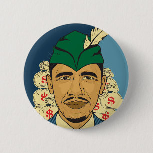 Macaron Rond 5 Cm Caserne Obama. de bouton de Robin Hood de capot de