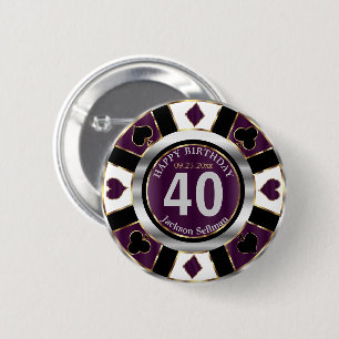 Macaron Rond 5 Cm Casino Fête d'anniversaire - Plum Purple