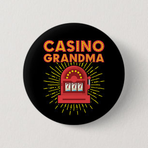 Macaron Rond 5 Cm Casino Grand-mère Gambling Granny