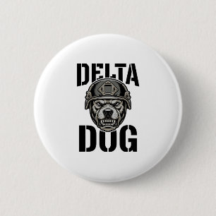 Macaron Rond 5 Cm Casque Bulldog Delta Dog Design de gravure vintage