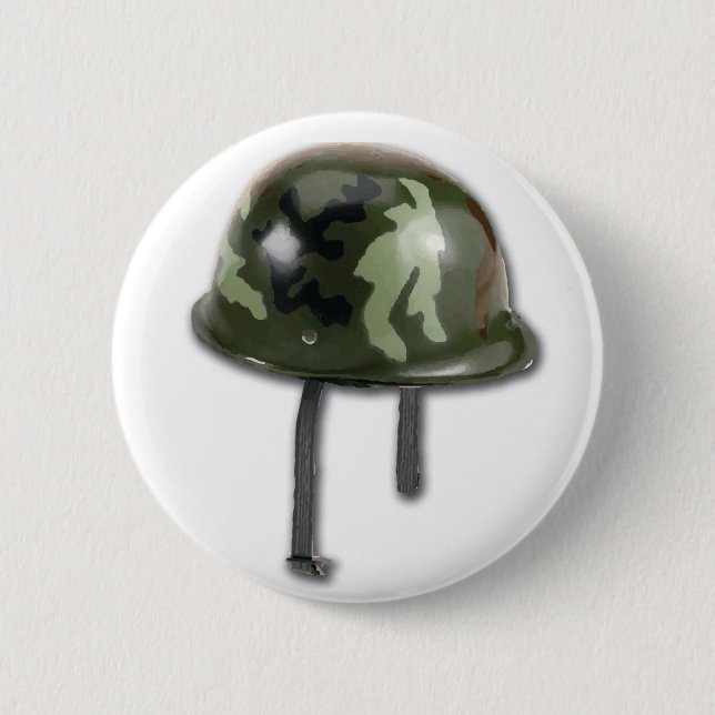 Macaron Rond 5 Cm Casque d'armée (Devant)