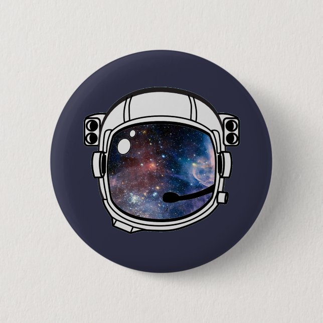 Macaron Rond 5 Cm Casque d'astronaute spatiale (Devant)