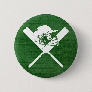 Macaron Rond 5 Cm Casque de cricket et chauves-souris,