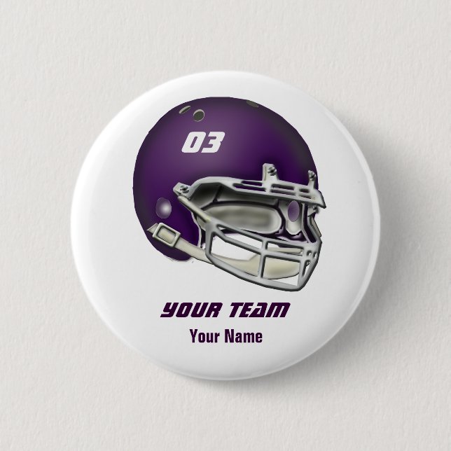 Macaron Rond 5 Cm Casque de football de pourpre d'aubergine (Devant)