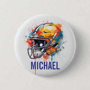 Macaron Rond 5 Cm Casque de football motivationnel inspirant Nom