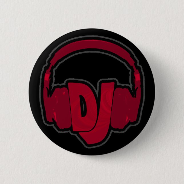 Macaron Rond 5 Cm casque DJ musique (Devant)