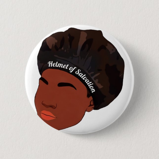 Macaron Rond 5 Cm Casque du salut | Style de protection Bonnet (Devant)
