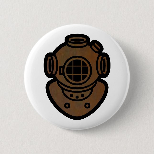 Macaron Rond 5 Cm Casque en laiton de plongée (Devant)