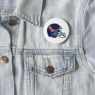 Macaron Rond 5 Cm Casque Ole Miss Football   bleu foncé