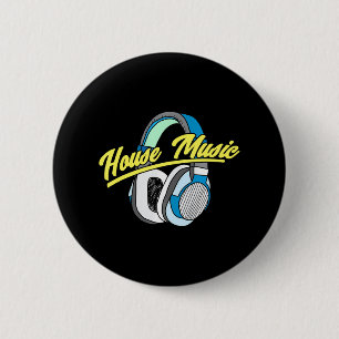 Macaron Rond 5 Cm Casques de Tourne-disque DJ House Music