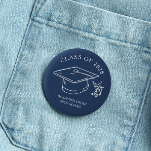 Macaron Rond 5 Cm Casquette de diplômé moderne Doodle Promotion de f