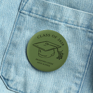 Macaron Rond 5 Cm Casquette de diplômé moderne Doodle Promotion de f