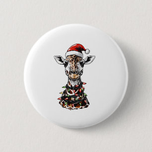 Macaron Rond 5 Cm Casquette de Noël de la Giraffe Noël Noël Noël