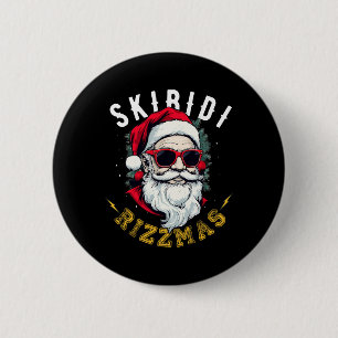 Macaron Rond 5 Cm Casquette de Noël Rétro Skibidi Rizzmas Santa Chou