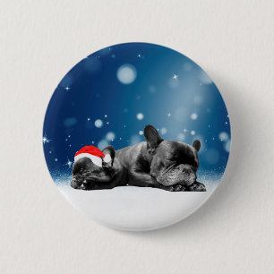 Macaron Rond 5 Cm Casquette de père Noël de neige de chiots de