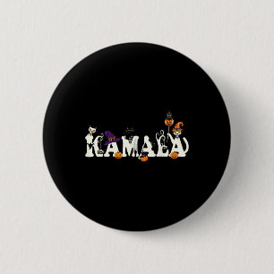Macaron Rond 5 Cm Casquette de sorcière Citrouille de chats Hallowee