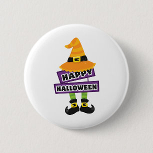 Macaron Rond 5 Cm Casquette de sorcière et Halloween pieds