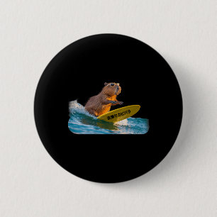 Macaron Rond 5 Cm Casquette de surf drôle Capyra Coucher de soleil r
