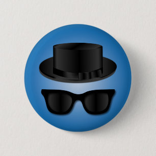 Macaron Rond 5 Cm Casquette et verres de hippie