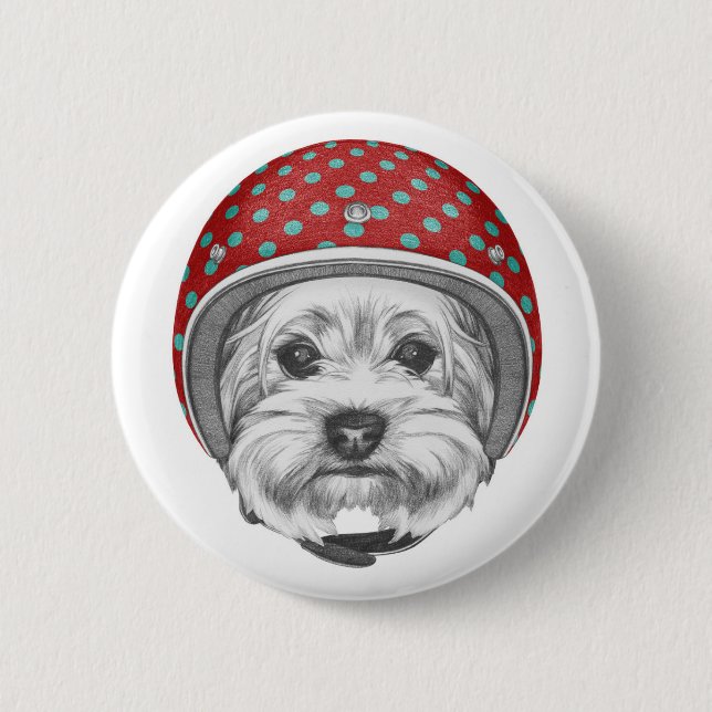 Macaron Rond 5 Cm Casse-cou de Yorkshire Terrier (Devant)