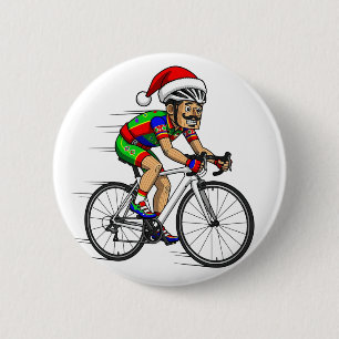 Macaron Rond 5 Cm Casse-Noisette Cycliste Noël Bicyclette Noël Sport