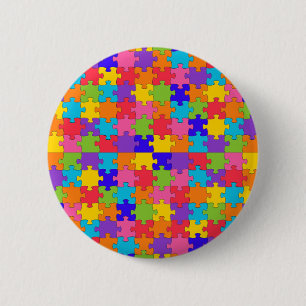 Macaron Rond 5 Cm casse-tête de l'autisme