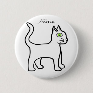 Macaron Rond 5 Cm Cat à oeil vert minimaliste Thunder_Cove