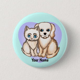 Macaron Rond 5 Cm Cat aime chien TBA chien