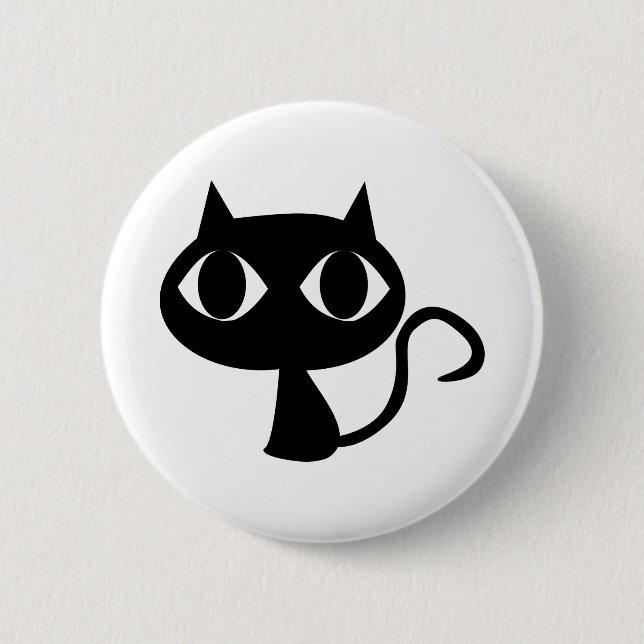 Macaron Rond 5 Cm Cat Animal Eyes Feline Caricature noir (Devant)
