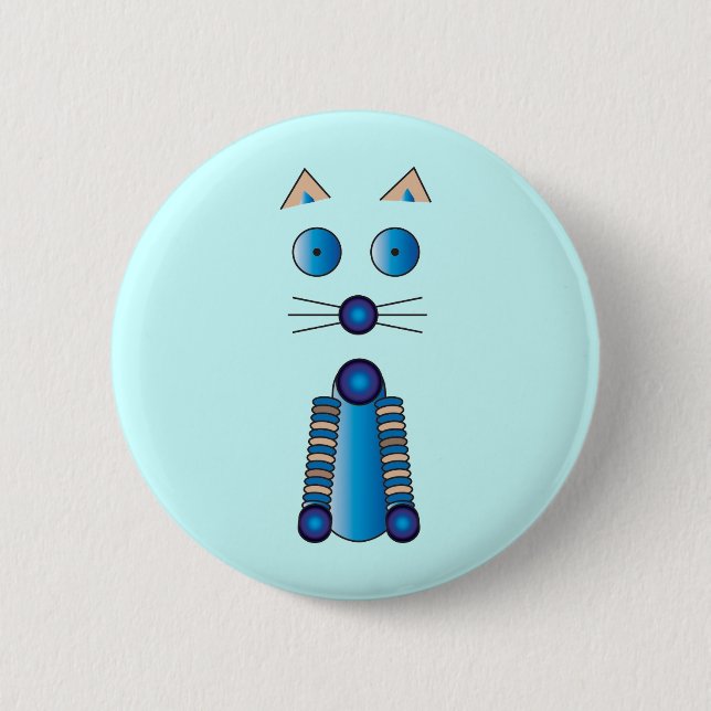 Macaron Rond 5 Cm CAT bleu (Devant)