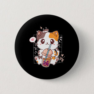 Macaron Rond 5 Cm Cat Boba Tea Bubble Tea Kawaii Anime Japanese Neko
