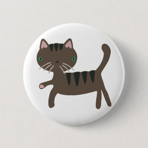 Macaron Rond 5 Cm Cat Cartoon Funny Brown Stripes Pet