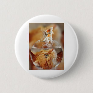 Macaron Rond 5 Cm Cat Face Goldfish verre fermer les yeux