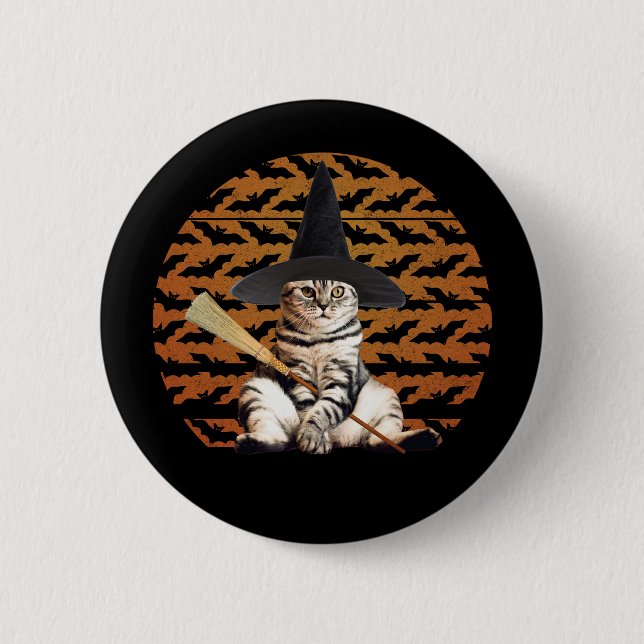 Macaron Rond 5 Cm Cat Halloween (Devant)