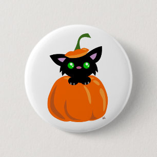 Macaron Rond 5 Cm Cat in the Pumpkin Button
