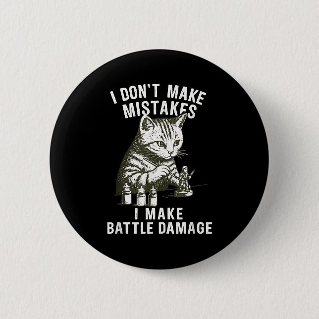 Macaron Rond 5 Cm Cat Miniature Painter Battle Damage Funny Miniatur (Devant)