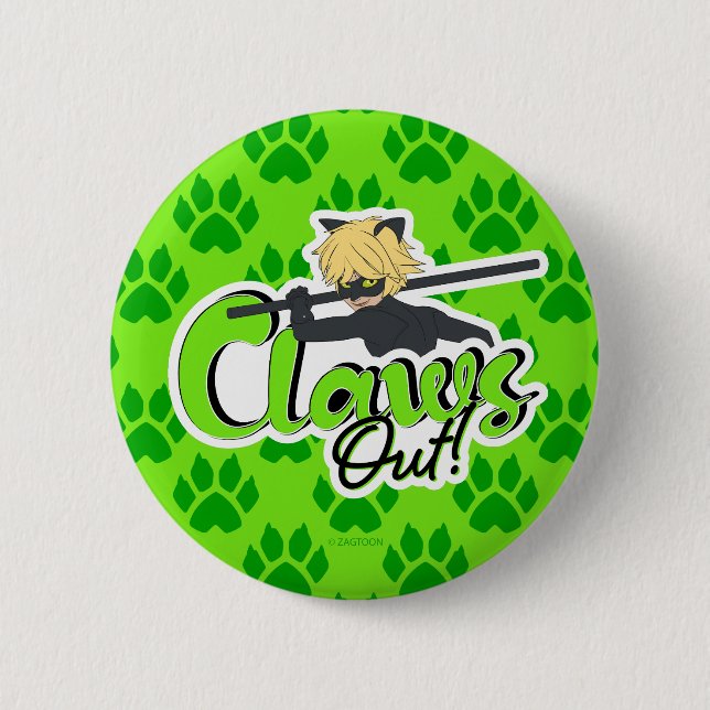 Macaron Rond 5 Cm Cat Noir | Claws Out ! (Devant)