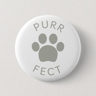 Macaron Rond 5 Cm Cat Perfect Gray Purr Paw Print