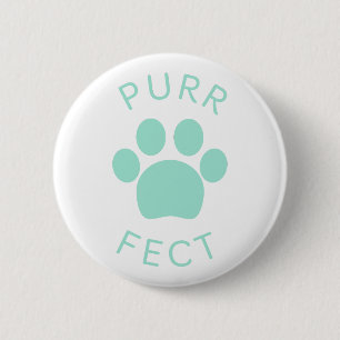 Macaron Rond 5 Cm Cat Perfect Light Blue Purr Paw Print